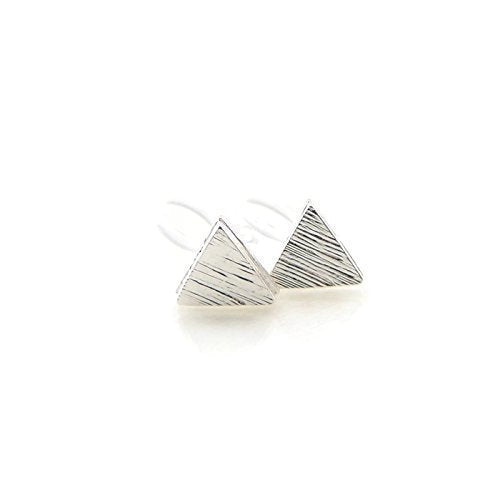Invisible Clip On or Plastic Post Stud Look Earrings Brushed Triangle