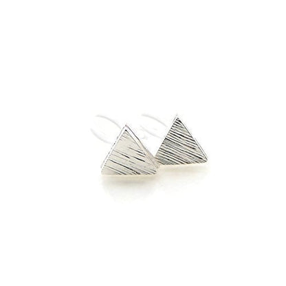 Invisible Clip On or Plastic Post Stud Look Earrings Brushed Triangle