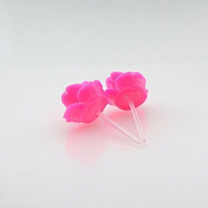 Pretty Smart earrings bright pink 9mm rose on metal free plastic posts