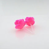 Pretty Smart earrings bright pink 9mm rose on metal free plastic posts