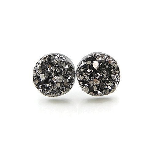 Resin Druzy Look Earrings, 12mm