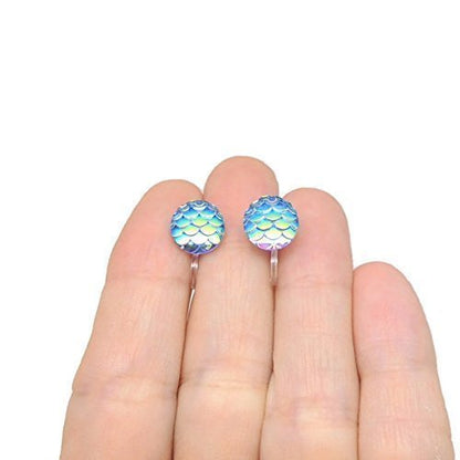 Mermaid Scale Round Stud Earrings