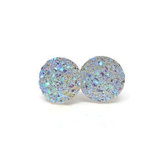 Resin Druzy Look Earrings, 12mm