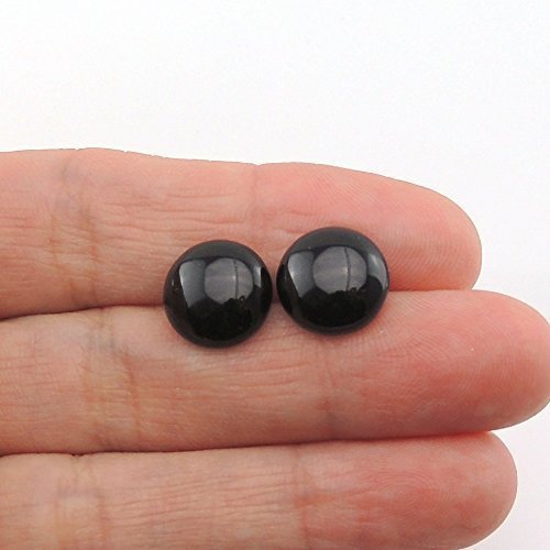 Boucles d'oreilles à tige en pierre d'agate noire, 10 mm 12 mm