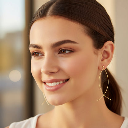 Long Thin Wire Threader Style Invisible Clip On Dangle Earrings - 2 Colors