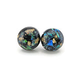 Plastic Post or Invisible Clip On Foil Filled Cabochon Earrings 12mm