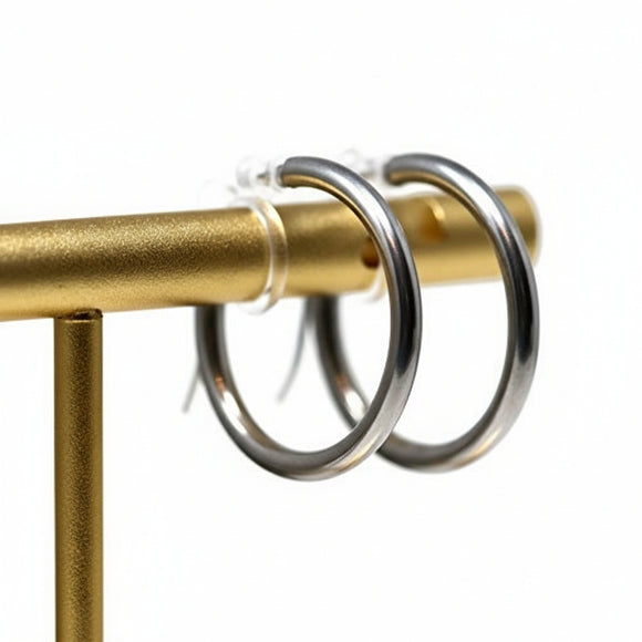 Boucles d'oreilles créoles à clipser invisibles pour oreilles non percées, 20 mm 