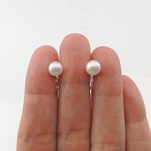 Shell Pearl Stud Earrings, 6mm