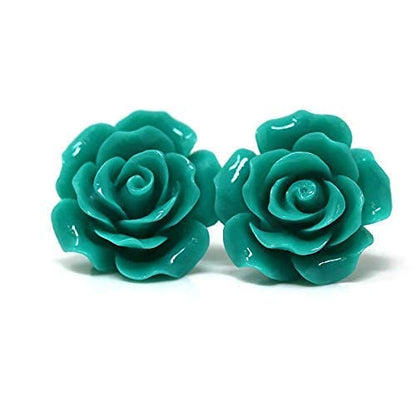 Large Rose Floral Stud Earrings