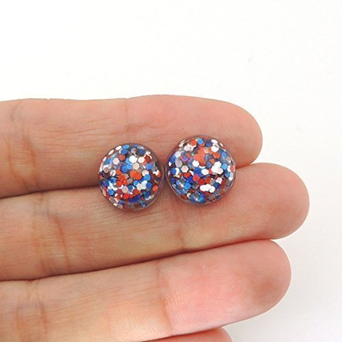 Boucles d'oreilles à tige en résine remplie de paillettes, 12 mm