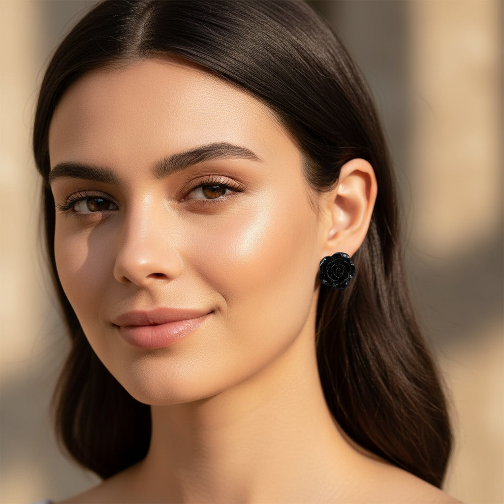 Grandes boucles d'oreilles à tige en forme de rose, 19 mm