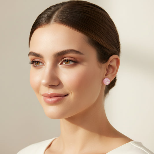 Foil Filled Cabochon Stud Earrings