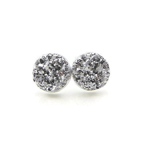 Resin Druzy Look Earrings, 12mm