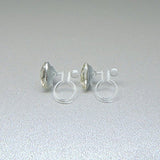 Invisible Clip On or Plastic Post Heart Shaped Clear Glass Rhinestone Earrings 8mm