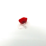 Plastic Post Earrings Metal Free Red and Black Flower, 12mm or 19mm