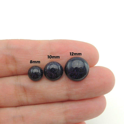 Blue Goldstone Stud Earrings, Three Sizes