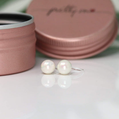 Double Sided Invisible Clip On Shell Pearl and CZ Earrings