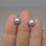 Freshwater Pearl Earrings, Pale Grey 6mm