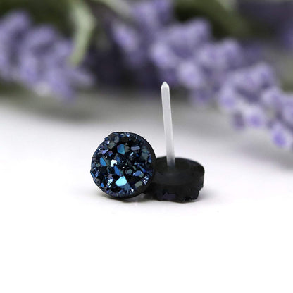 Coffret cadeau de boucles d'oreilles à tige en rose noire, opalescente et druzy 10 mm