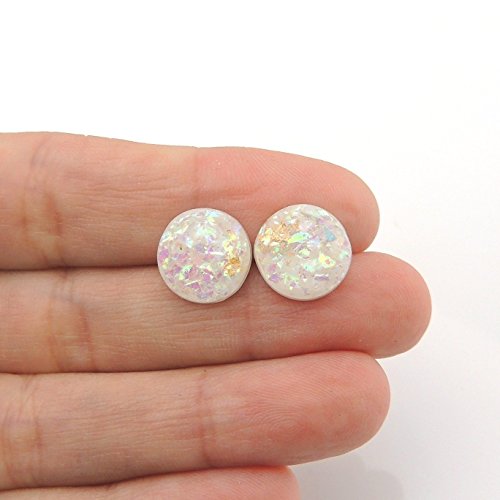 Boucles d'oreilles à tige en cabochon rempli d'aluminium, 12 mm