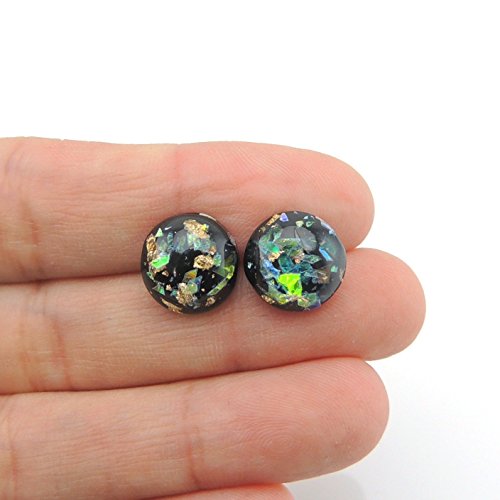 Boucles d'oreilles à tige en cabochon rempli d'aluminium, 12 mm