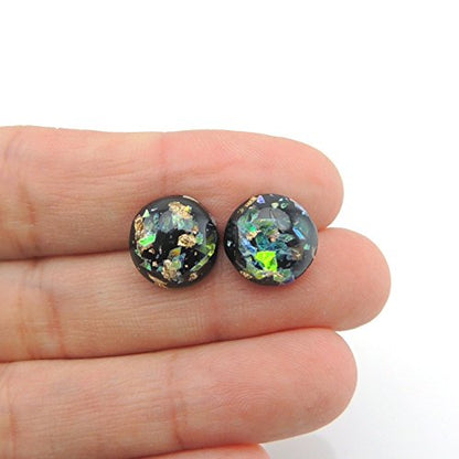 Boucles d'oreilles à tige en cabochon rempli d'aluminium, 12 mm