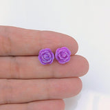 Plastic Posts or Invisible Clip On Metal Free Frosted Rose Earrings 10mm