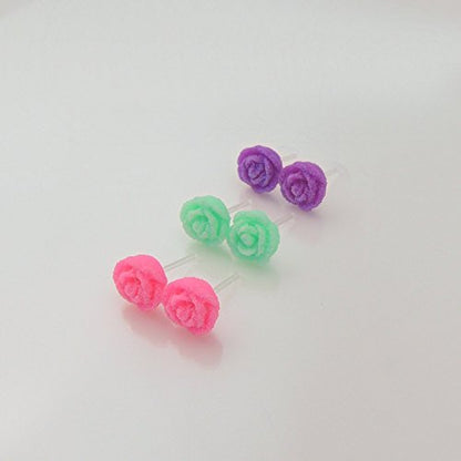 Frosted Rose Stud Earrings
