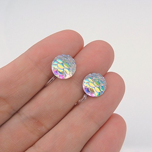 Mermaid Scale Round Stud Earrings