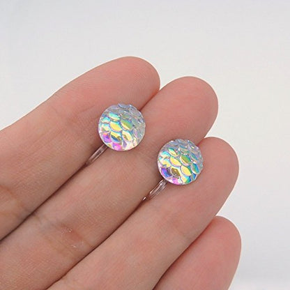 Mermaid Scale Round Stud Earrings