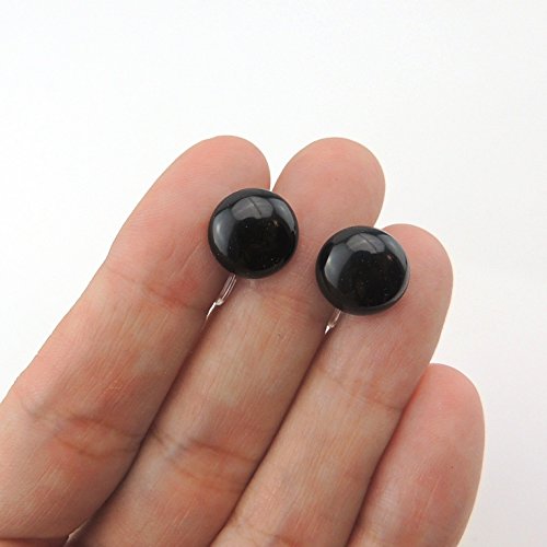 Boucles d'oreilles à tige en pierre d'agate noire, 10 mm 12 mm