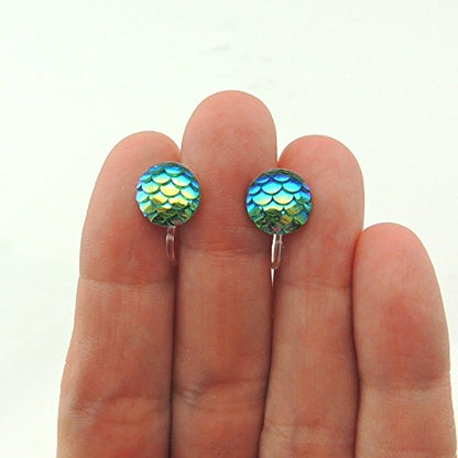 Mermaid Scale Round Stud Earrings