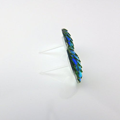 Boucles d'oreilles à tige en forme d'écailles de sirène en forme de cœur 12 mm