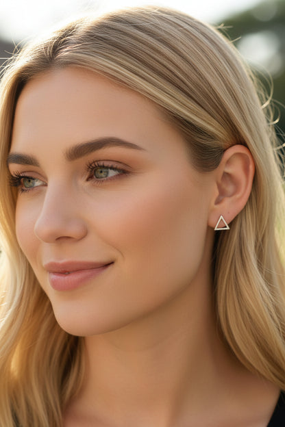 Invisible Clip On or Plastic Post Stud Look Earrings Open Triangle Stud