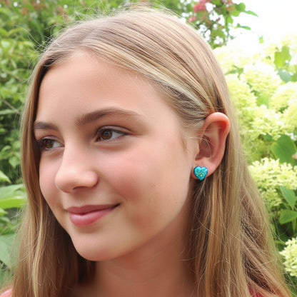 Boucles d'oreilles à tige en forme d'écailles de sirène en forme de cœur 12 mm