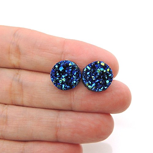 Resin Druzy Look Earrings, 12mm