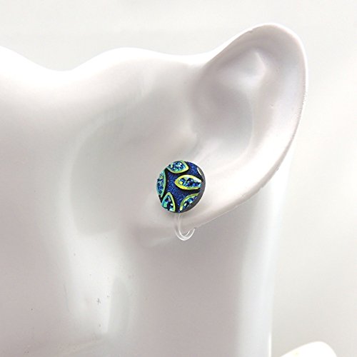 best clip on earrings, floral, blue 