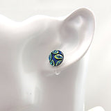best clip on earrings, floral, blue 