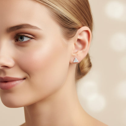 Invisible Clip On or Plastic Post Stud Look Earrings Brushed Triangle