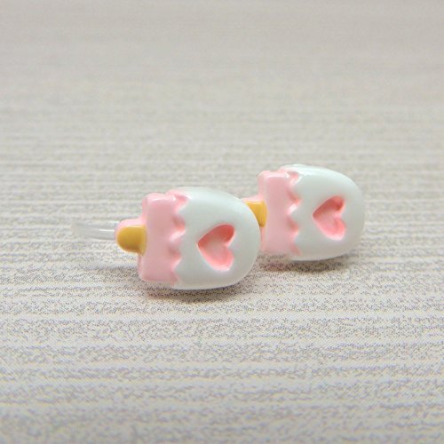 Pink Heart Popsicle Stud Earrings