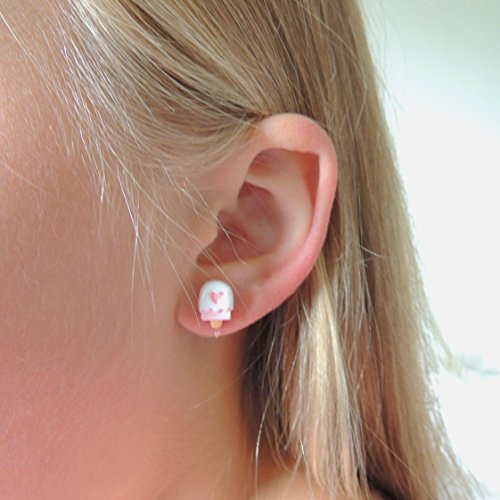 Pink Heart Popsicle Stud Earrings