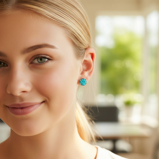 Glitter Filled Resin Stud Earrings, 12mm