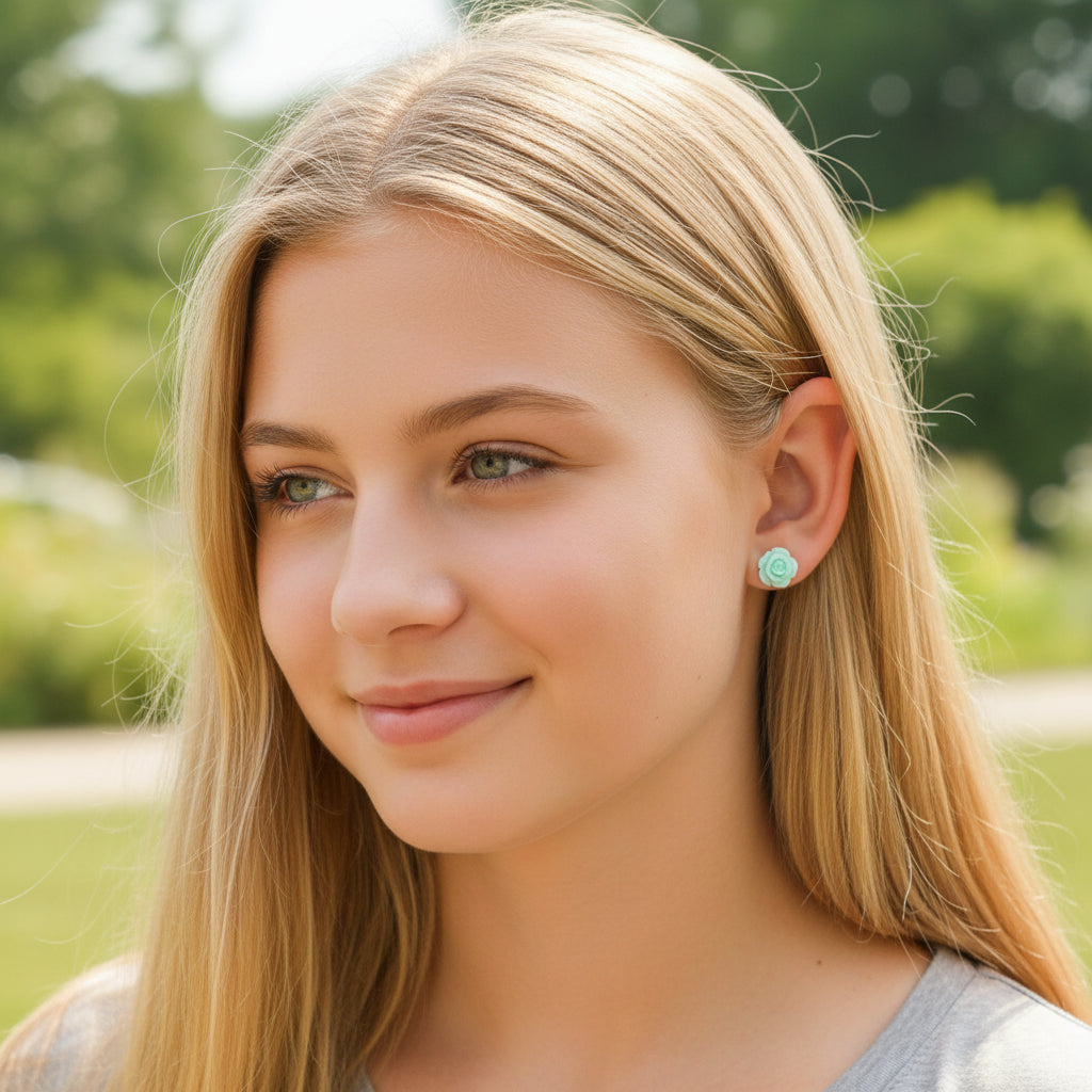 Rose Stud Earrings Gift Set of Three