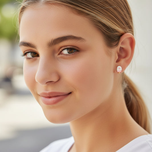 Pink Heart Popsicle Stud Earrings