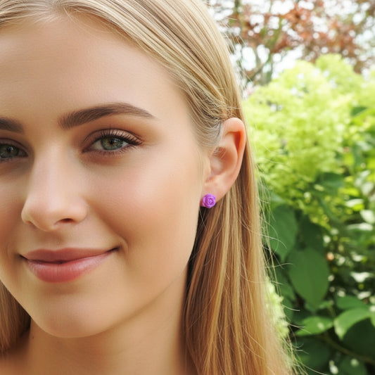 Frosted Rose Stud Earrings