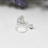 Plastic Post or Invisible Clip On Clear Cubic Zirconia Earrings, 5mm April Birthstone