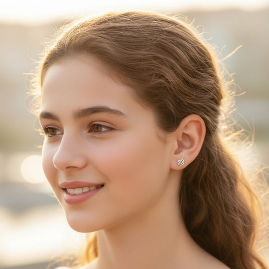 Titanium Round Spiral Stud Earrings