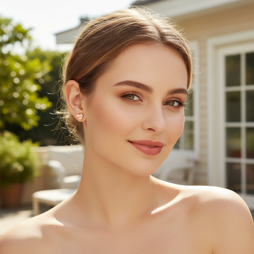 Titanium Heart Stud Earrings