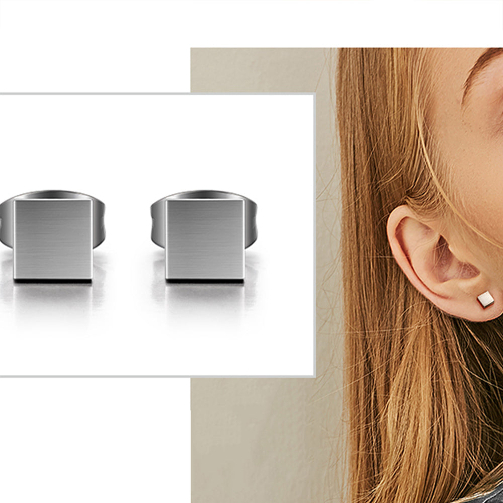 Titanium Square Stud Earrings
