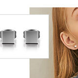 Titanium Square Stud Earrings, 5mm
